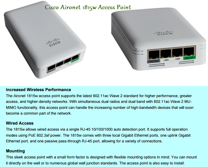 Cisco, Network Equipment Resource: Cisco Aironet 1815w Access Point
