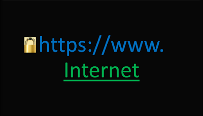 A imagem de fundo preto e caracteres em azul e o simbolo do cadeado e https  mostra a barra de pesquisa. O cadeado sinaliza que o site/blog é seguro.  