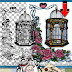 Bird Cage and Roses Digital Stamp
