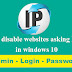 How to disable websites asking location in windows 10