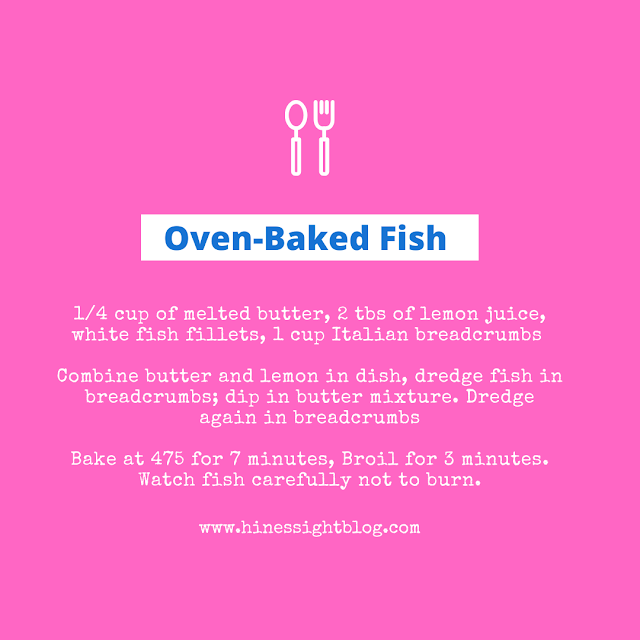Each Oven-Baked Fish (white fish fillets, breadcrumbs, butter, lemon)
