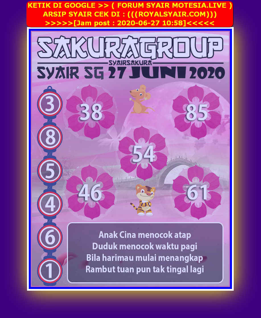 Prediksi Syair sgp 27 Juni 2020 KODE SYAIR SGP SYAIR HK