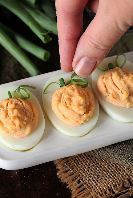 Adding Curls to Pumpkin Shaped Deviled Eggs Image