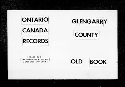 Glengarry County, Ontario, Register of deeds for Lancaster Township, Charlottenburgh Township and Kenyon Township, microfilm title card; FHL microfilm 201,714, item 1, image 3.