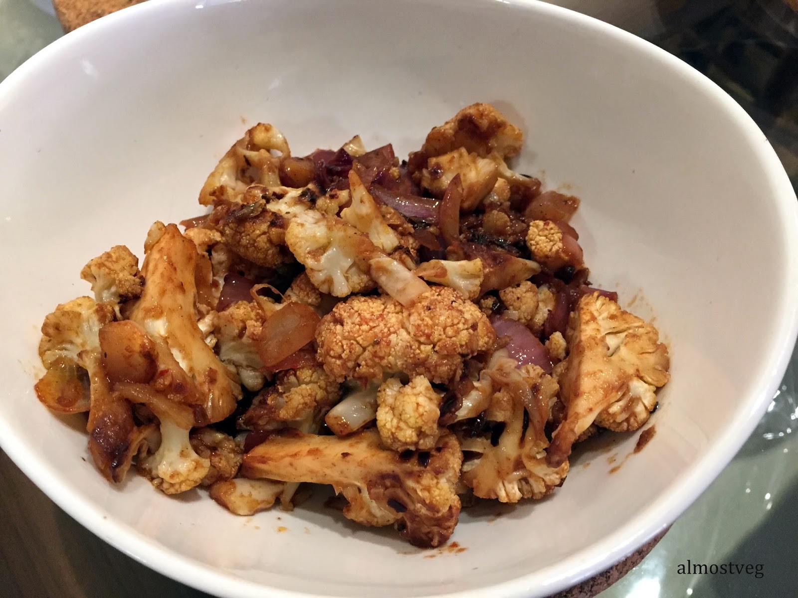 Chinese five spice roasted cauliflower in a "manchurian" sauce