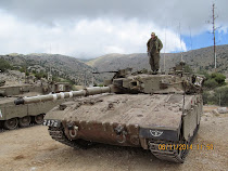 Israeli Defense Force tank parked near Mt. Hermon Ski Resort, Golan Heights, Israel