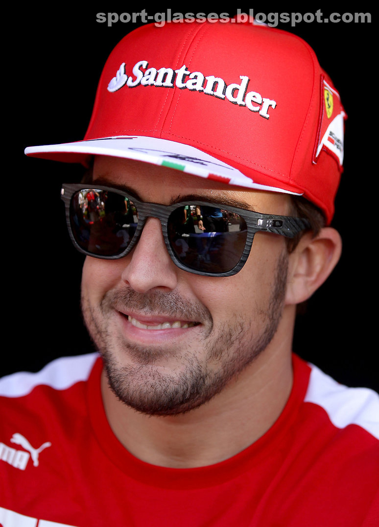 Ferrari Formula One driver Fernando Alonso wearing Oakley Garage Rock Sunglasses