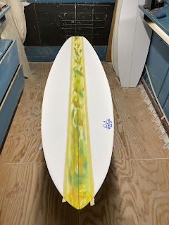 Painting a surfboard abstract art by Paul Carter 2021