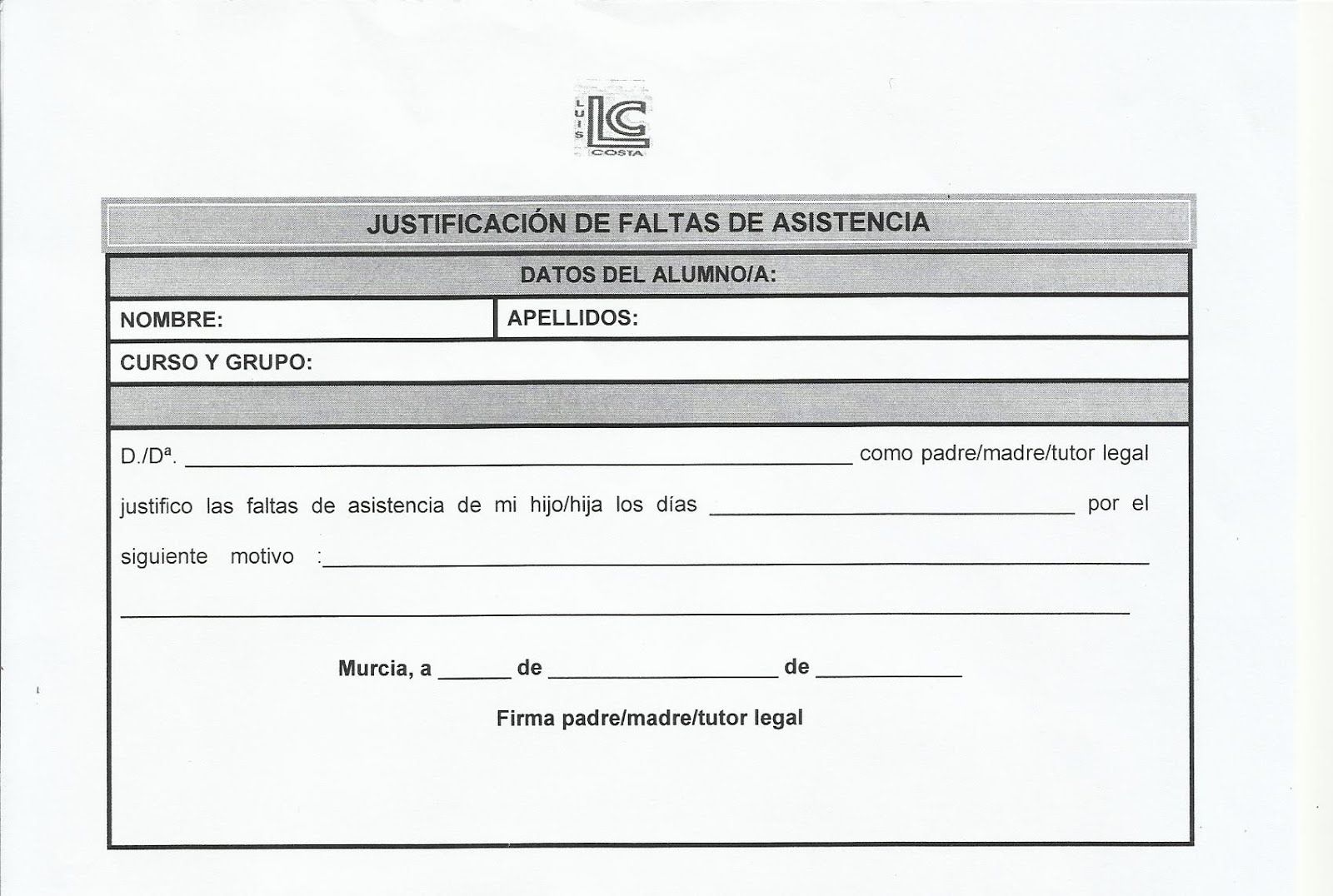 JUSTIFICACIÓN FALTAS ASISTENCIA