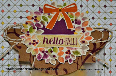 Stampin' Up! Wonderous Wreath stamp set fall treat bag topper by Trude Thoman http://stampwithtrude.blogspot.com