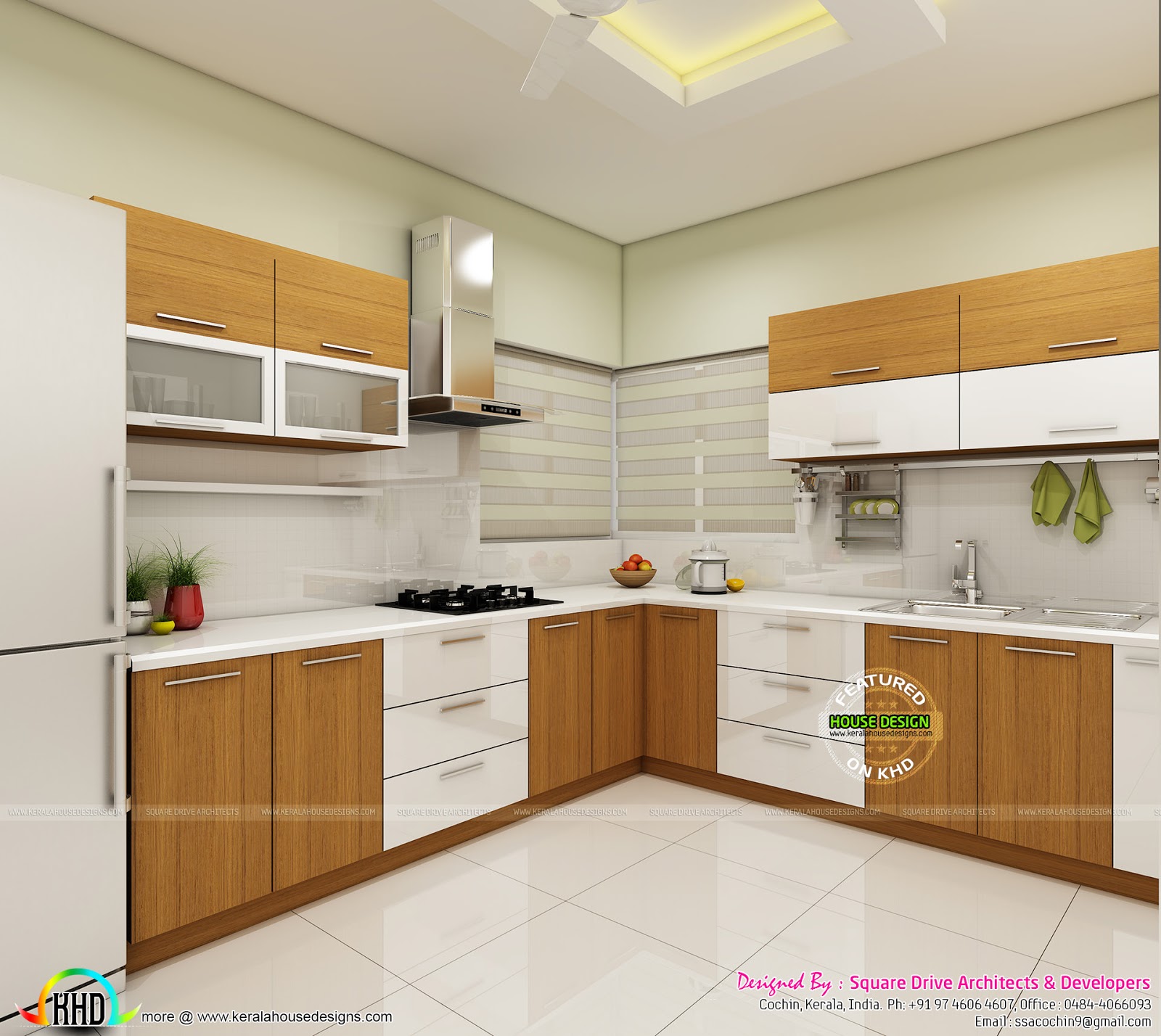 Modern interior designs of bedroom, living, dining and kitchen Kerala