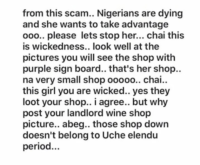 Drama Unfolds As Actress Uche Elendu Is Accused Of Lying About Shop Being Looted