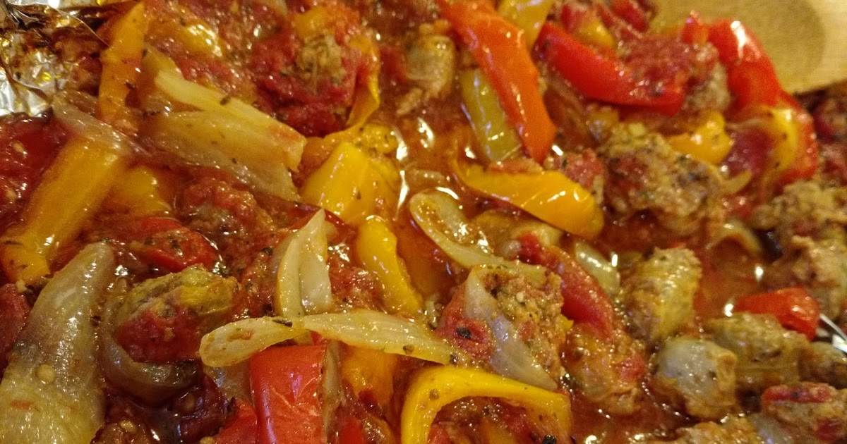 "So what are you making for dinner?" Roasted Sausage, Peppers and Onions