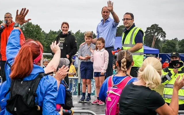 Princess Charlotte wore a pair of denim shorts, and bright pink Nike trainers, and a baby pink sweatshirt by Ralph Lauren