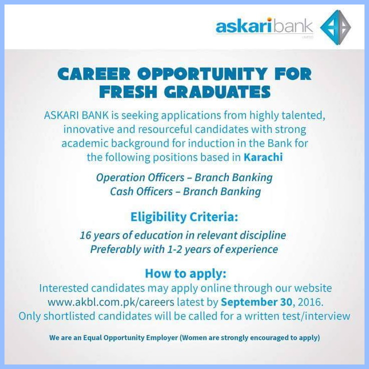 askari bank jobs in pakistan latest jobs 2016 for fresh masters askari bank