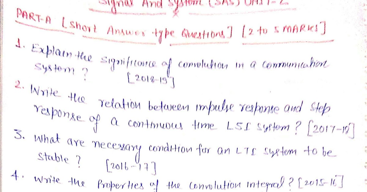 ELECTRONICS SHOW AKTU QUESTION BANK OF UNIT 2 OF SIGNAL AND SYSTEM