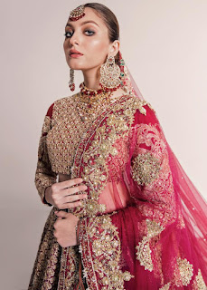 Ali Xheeshan Red Bridal Dresses Lehenga Choli