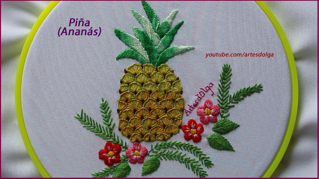 volatilidad Bien educado Conciliador Artesd'Olga: Piña Bordada a Mano | Hand Embroidery: Pineapple