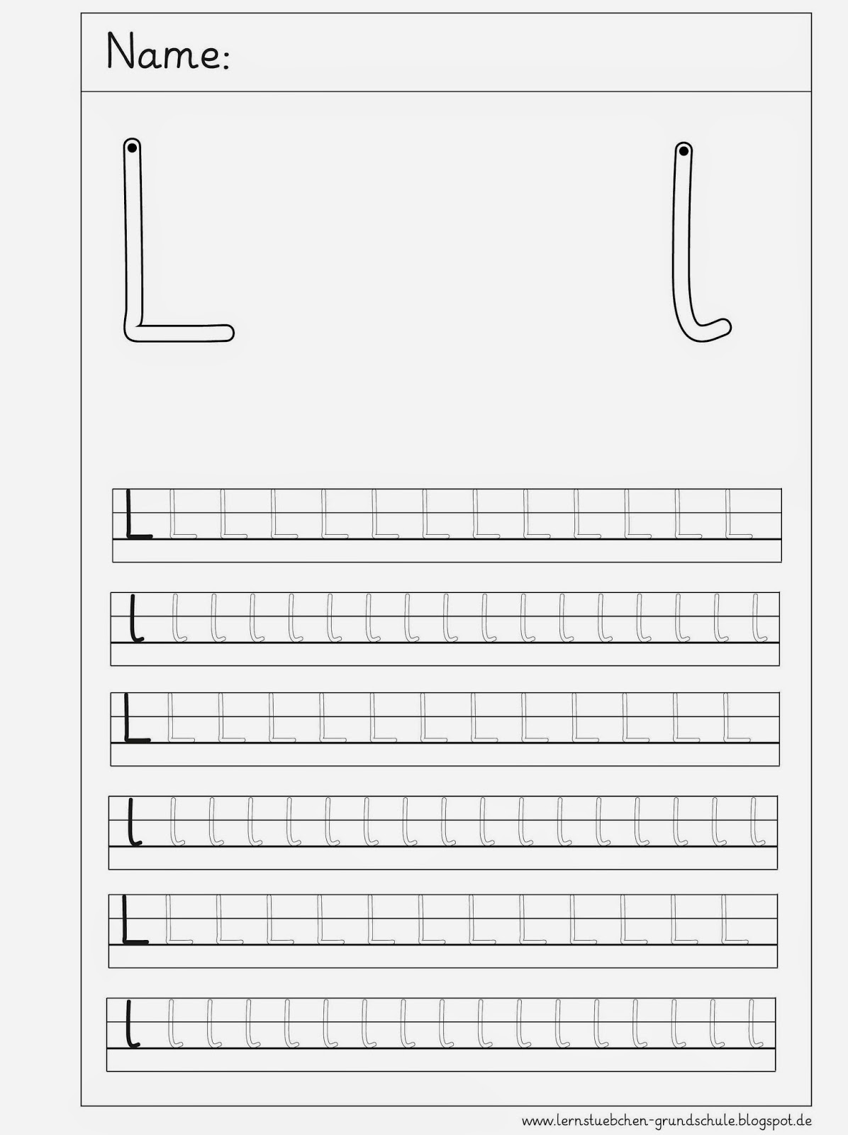 Lernstübchen: L - l acht Schreibblätter