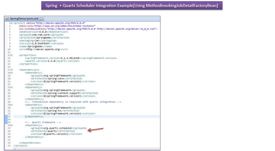 JAVA EE Spring Quartz Scheduler Integration Example