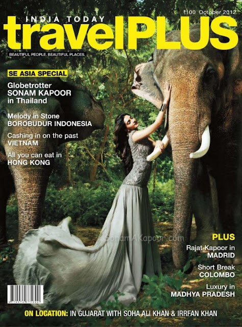 Actress Sonam Kapoor on the cover page of Travel Plus