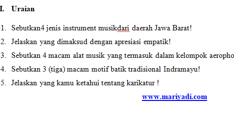 Soal Ukk Pat Seni Budaya Kelas 8 Semester 2 Kurikulum 2013 Lengkap Kunci Jawaban Mariyadi Com