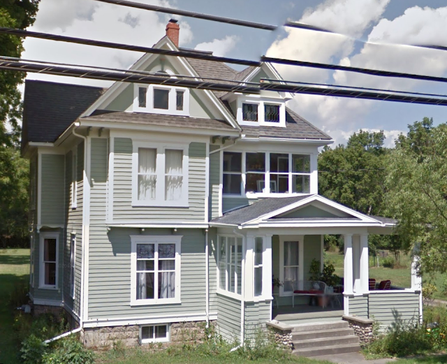 sears No. 118/Clyde 17 S. Main Street Almond NY sears No. 118/Clyde two-story pale green farmhouse with white trim, front porch, back porch on side, and lots of windows