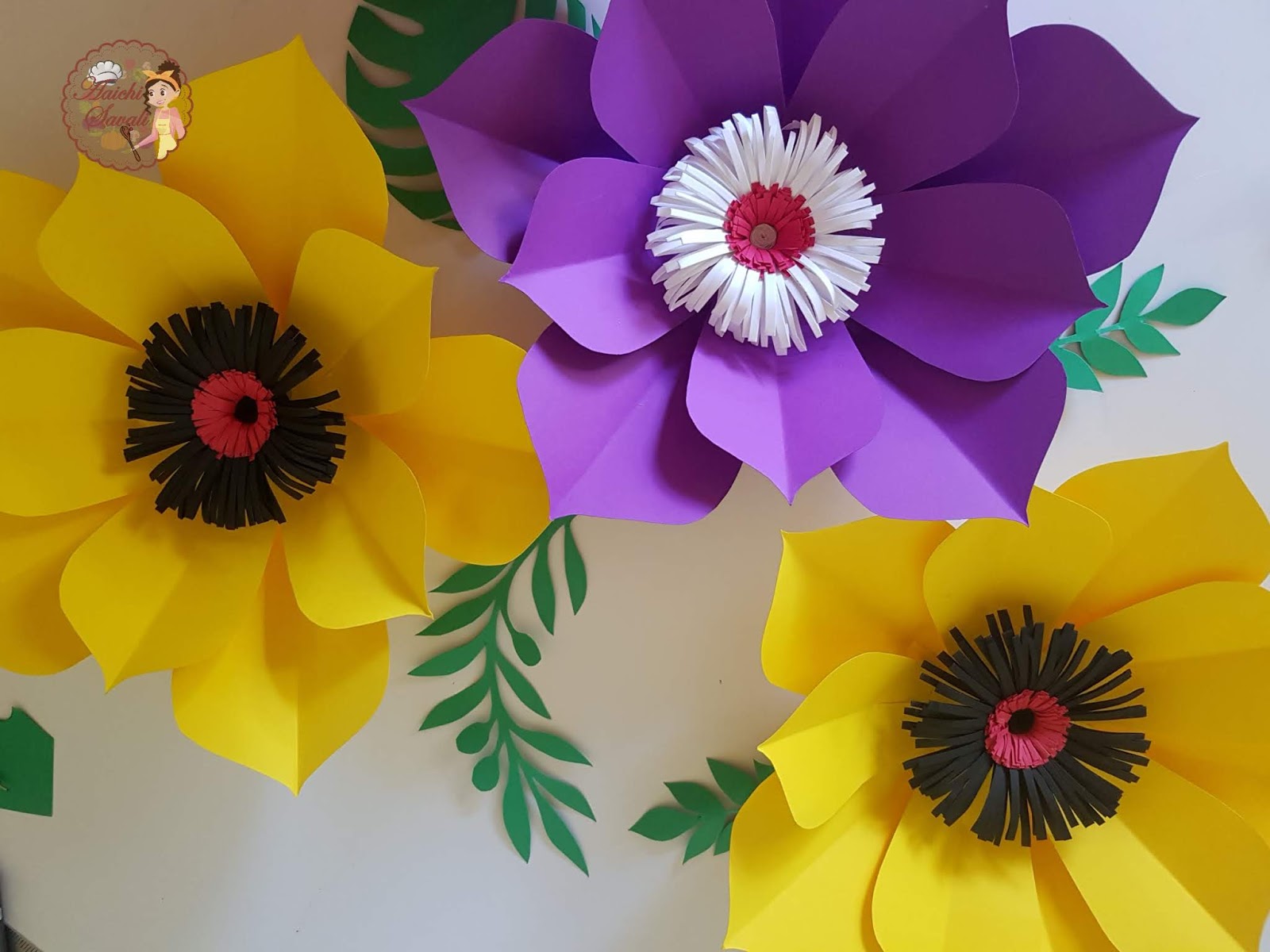 DIY Giant Paper Flowers with Templates Christmas Home Decor Aaichi