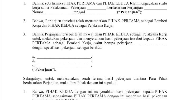 Kumpulan Contoh Surat Contoh Surat Serah Terima Pekerjaan Kumpulan Contoh Surat Contoh Surat Serah Terima Pekerjaan