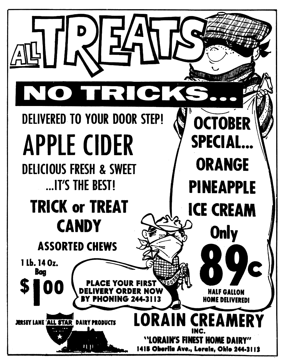 Brady's Bunch of Lorain County Nostalgia Lorain Creamery Halloween Ads