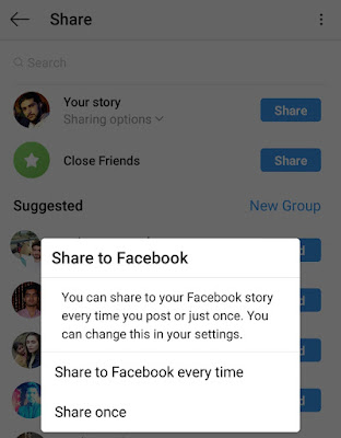 Share Instagram story to Facebook once