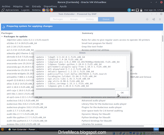 Ejecutamos Yum Extender en Korora