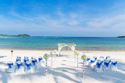 Beach view at a wedding ceremony