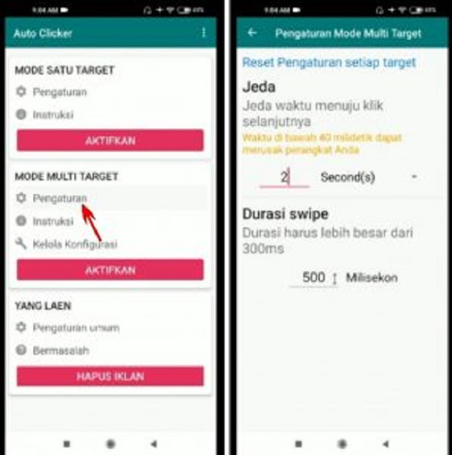 Buka Setting APlikasi AutoClicker