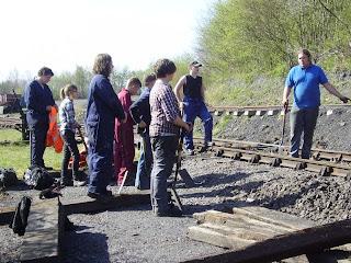 Owen giving the day's task and safety talk to the youth team at East Tanfield