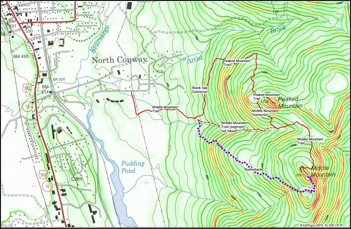1HappyHiker Unconventional Loop Hike Middle and Peaked Mountain