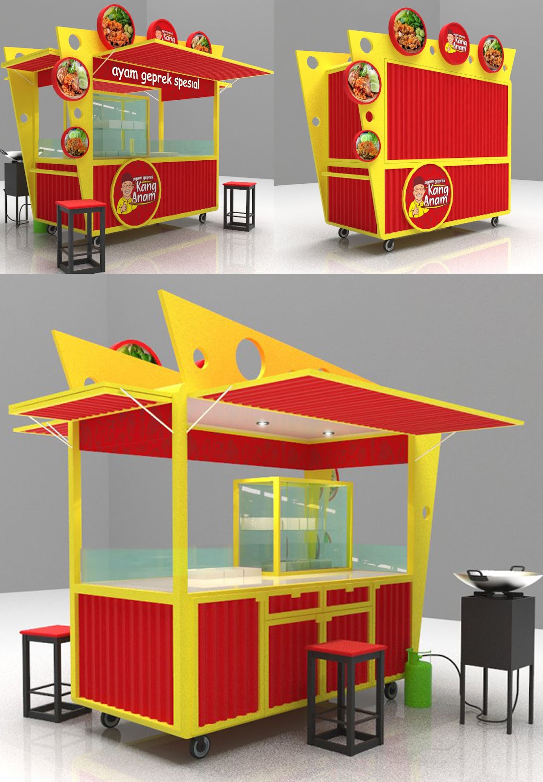Gerobak ayam Geprek - Booth ayam geprek unik-Jasa pembuatan gerobak