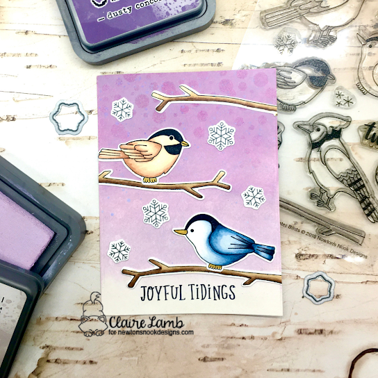 Joyful tidings by Claire features Winter Birds, Heartfelt Holidays, and Bubbly by Newton's Nook Designs; #inkypaws, #newtonsnook, #holidaycards, #christmascards, #cardmaking, #birdcards
