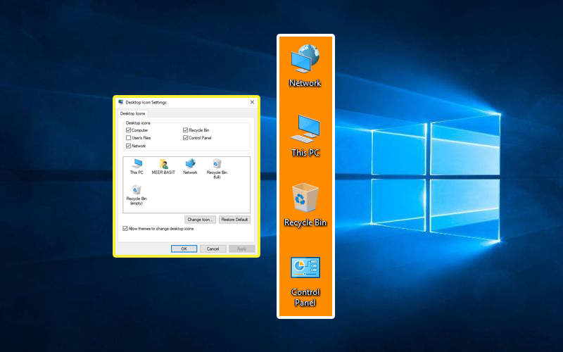 How To Show Default Desktop Icons In Windows 10 My Computer Recycle How To Show Default Desktop Icons In Windows 10 My Computer Recycle