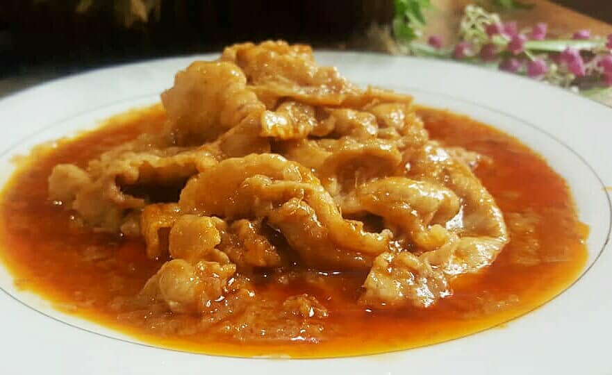 SLICED PORK BELLY IN SWEET HOT & SOUR SAUCE