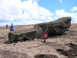 End of The Road - This Moai cracked, approadching Ahu Hanga Tetenga, Easter Island