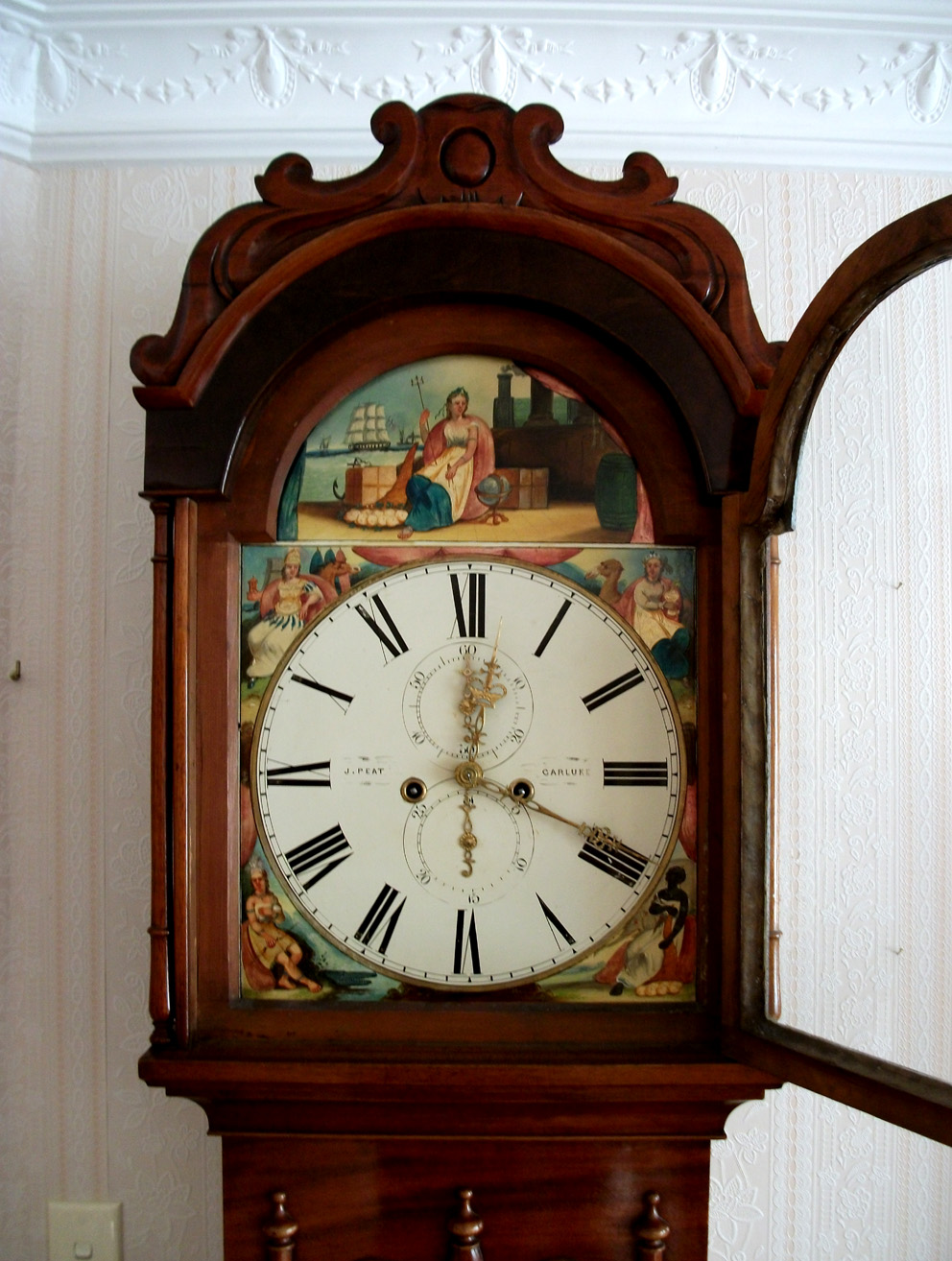 The Lothians An 1860's Scottish Grandfather Clock by James Peat, Carluke