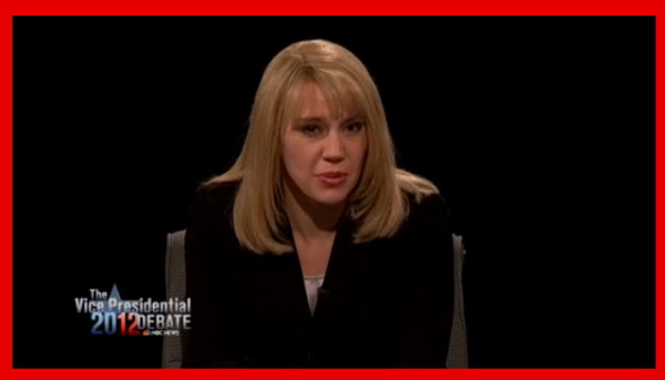 Kate McKinnon as debate moderator Martha Raddatz on SNL 10/13/2102.