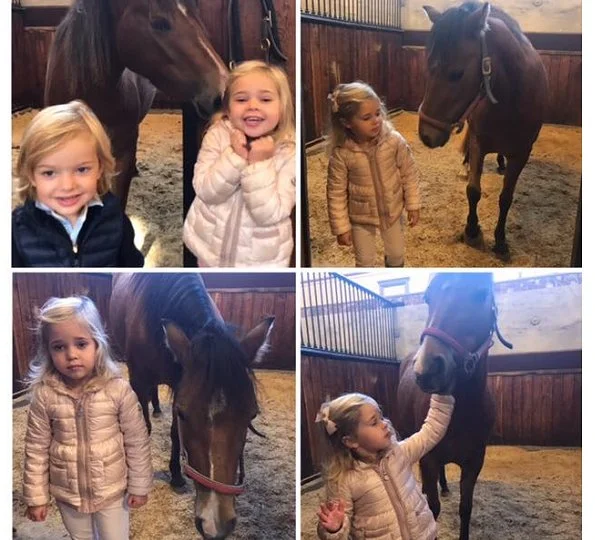 Swedish Princess Madeleine and Prince Nicolas. Princess Leonore met Heidi the foal who was a christening gift at Gotland