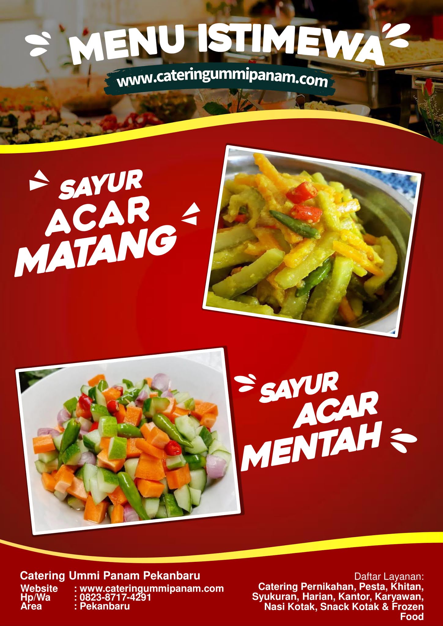 JASA CATERING di Garuda Sakti, Panam, PEKANBARU PKU, Riau ; Catering HARIAN, PESTA PERNIKAHAN, NASI KOTAK, Aqiqah, Khitanan, FROZEN FOOD & Kue Lebaran oleh Catering Ummi Nur Panam Pekanbaru Pku Riau Kontak Kami 082387174291