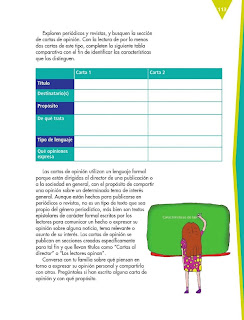 Apoyo Primaria Español 6to Grado Bloque III Lección 9 Escribir cartas de opinión para su publicación