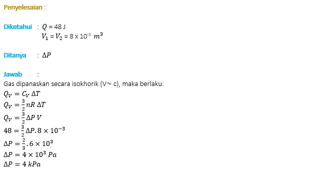 Sebuah gas monoatomik terdapat di dalam suatu wadah dengan volume 8 x