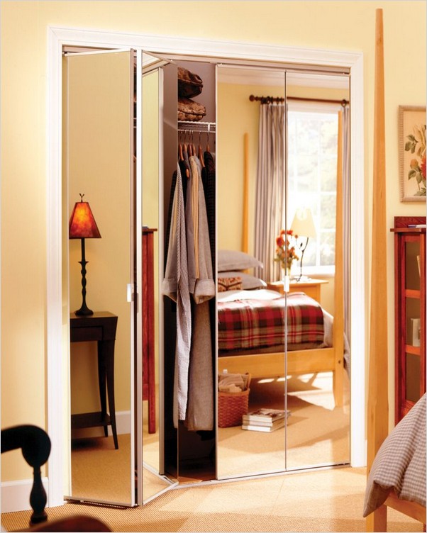 Mirrored Bifold Closet Doors Home Interior Exterior Decor