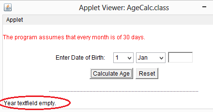 Information Technology: Age Calculator using Java Applet