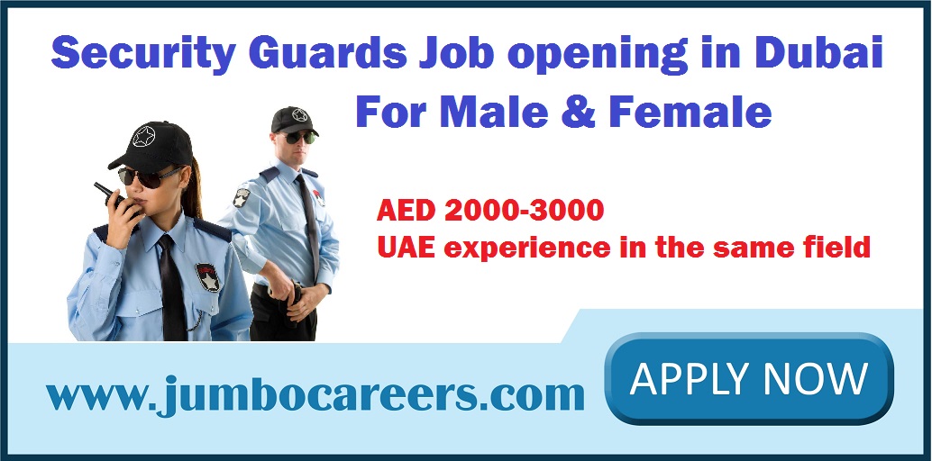 10th Pass Security Guards Job Openings in Dubai for Male & Female